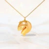 Fortune Cookie Hidden Message 18K Gold-plated Pendant Necklace