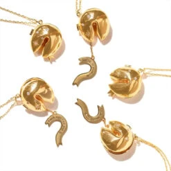 Fortune Cookie Hidden Message 18K Gold-plated Pendant Necklace -Kawaii Store kawaiies plushies plush softtoy fortune cookie hidden message 18k gold plated pendant necklace jewelry 875188
