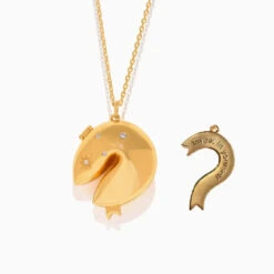 Fortune Cookie Hidden Message 18K Gold-plated Pendant Necklace -Kawaii Store kawaiies plushies plush softtoy fortune cookie hidden message 18k gold plated pendant necklace jewelry invest 671010