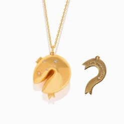 Fortune Cookie Hidden Message 18K Gold-plated Pendant Necklace -Kawaii Store kawaiies plushies plush softtoy fortune cookie hidden message 18k gold plated pendant necklace jewelry love 488131