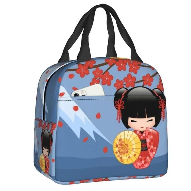 Four Seasons Furisode Kimono Girl Lunch Bag 4 Four Seasons Furisode Kimono Girl Lunch Bag - Image 2