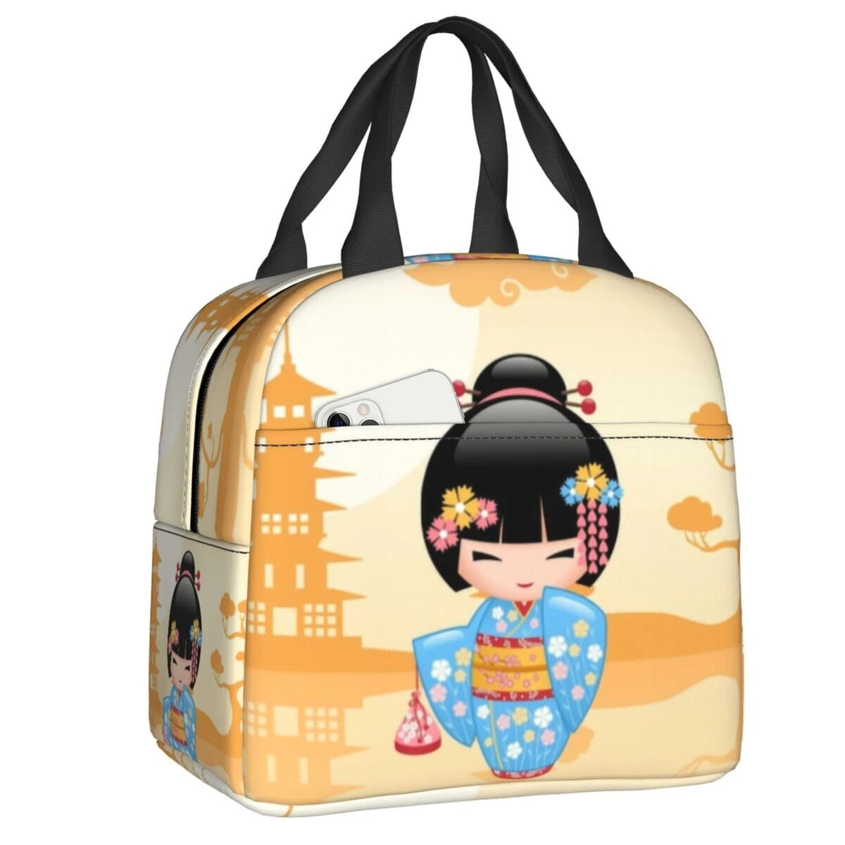 Four Seasons Furisode Kimono Girl Lunch Bag 5 Four Seasons Furisode Kimono Girl Lunch Bag - Image 3