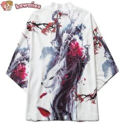 Apparel Fox Cranes Dragon Japanese Women Kimono Robe Cardigan -Kawaii Store kawaiies plushies plush softtoy fox cranes dragon japanese women kimono robe cardigan apparel 603738