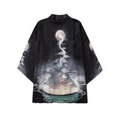 Apparel Fox Cranes Dragon Japanese Women Kimono Robe Cardigan -Kawaii Store kawaiies plushies plush softtoy fox cranes dragon japanese women kimono robe cardigan apparel dragon m 314706