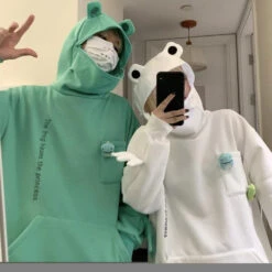 Apparel Frog Hood Hoodie *EXCLUSIVE* -Kawaii Store kawaiies plushies plush softtoy frog hood oversized hoodie exclusive hoodies 157343