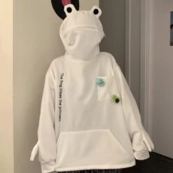 Apparel Frog Hood Hoodie *EXCLUSIVE* -Kawaii Store kawaiies plushies plush softtoy frog hood oversized hoodie exclusive hoodies 191728