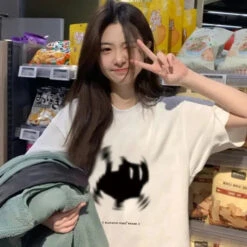 Apparel Fuzzy Black Cat White Women's Tee -Kawaii Store kawaiies plushies plush softtoy fuzzy black cat white womens tee apparel 443292