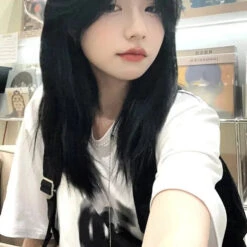 Apparel Fuzzy Black Cat White Women's Tee -Kawaii Store kawaiies plushies plush softtoy fuzzy black cat white womens tee apparel 663193