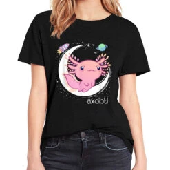 Apparel Galaxy Axolotl Landing On The Moon Cotton Tee