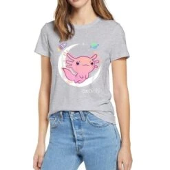 Apparel Galaxy Axolotl Landing On The Moon Cotton Tee -Kawaii Store kawaiies plushies plush softtoy galaxy axolotl landing on the moon cotton tee apparel 683555