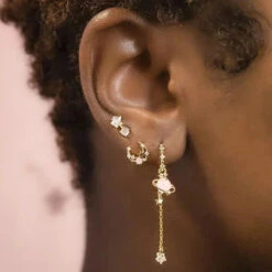 Galaxy Bloom 18k Gold-plating Earrings (6pc Set) -Kawaii Store kawaiies plushies plush softtoy galaxy bloom 18k gold plating earrings 6pc set jewelry 871220