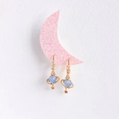 Galaxy Hanging Neptune Gold-Plated Stud Earrings -Kawaii Store kawaiies plushies plush softtoy galaxy hanging neptune gold plated stud earrings new earrings 815412