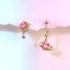 Galaxy Moon Heart Gold-Plated Asymmetric Stud Earrings -Kawaii Store kawaiies plushies plush softtoy galaxy moon heart gold plated asymmetric stud earrings earrings 230382