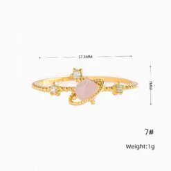 Galaxy Pink Planet Gold-plated Ring -Kawaii Store kawaiies plushies plush softtoy galaxy pink planet gold plated ring ring 256046