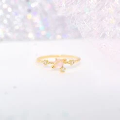 Galaxy Pink Planet Gold-plated Ring -Kawaii Store kawaiies plushies plush softtoy galaxy pink planet gold plated ring ring 816046
