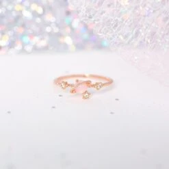 Galaxy Pink Planet Gold-plated Ring -Kawaii Store kawaiies plushies plush softtoy galaxy pink planet gold plated ring ring rose gold 544119