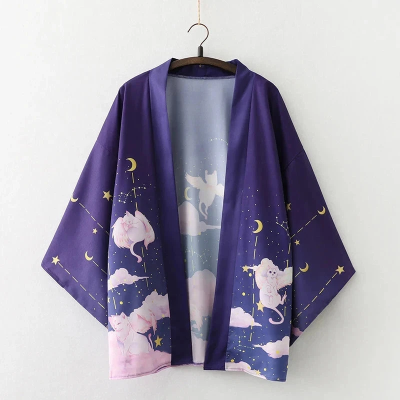 Apparel Galaxy Purple Blue Pink Clouds Women's Kimono 4 Apparel Galaxy Purple Blue Pink Clouds Women's Kimono - Image 2