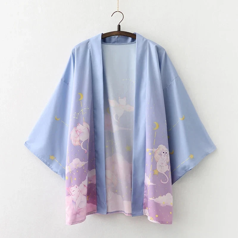 Apparel Galaxy Purple Blue Pink Clouds Women's Kimono 6 Apparel Galaxy Purple Blue Pink Clouds Women's Kimono - Image 4