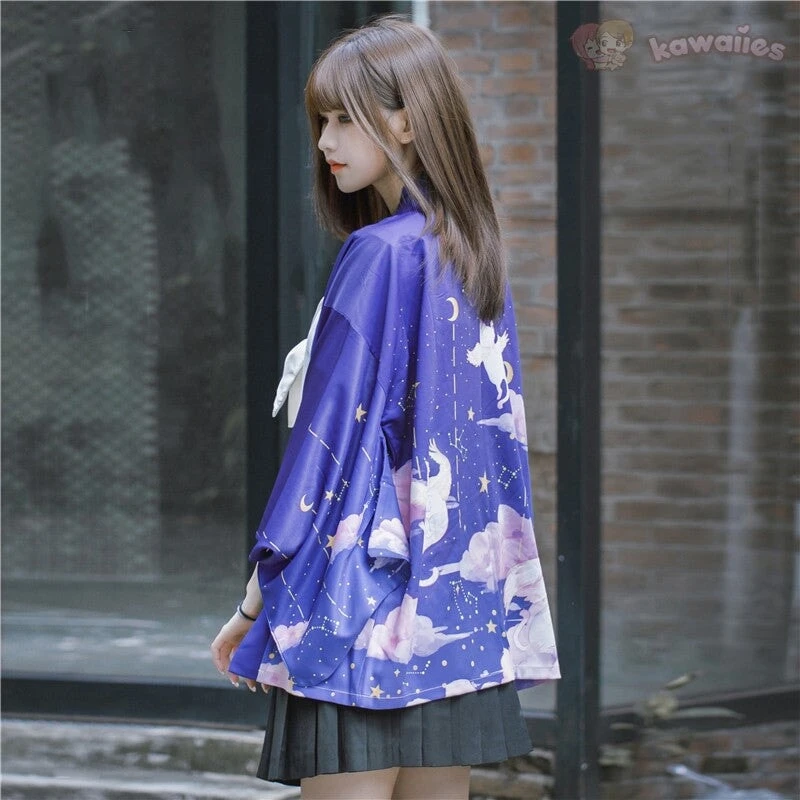 Apparel Galaxy Purple Blue Pink Clouds Women's Kimono 11 Apparel Galaxy Purple Blue Pink Clouds Women's Kimono - Image 9