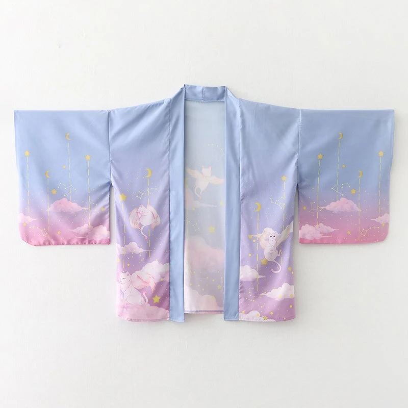 Apparel Galaxy Purple Blue Pink Clouds Women's Kimono 9 Apparel Galaxy Purple Blue Pink Clouds Women's Kimono - Image 7