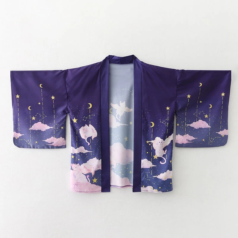 Apparel Galaxy Purple Blue Pink Clouds Women's Kimono 7 Apparel Galaxy Purple Blue Pink Clouds Women's Kimono - Image 5