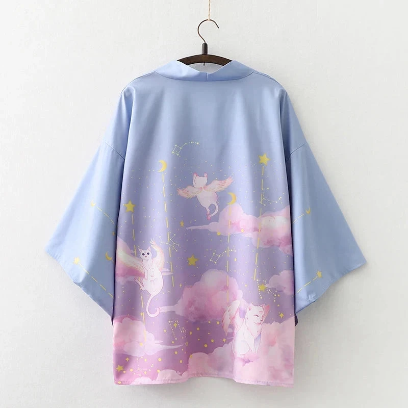 Apparel Galaxy Purple Blue Pink Clouds Women's Kimono 5 Apparel Galaxy Purple Blue Pink Clouds Women's Kimono - Image 3