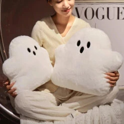 Ghost White Cloud Plush Pillow -Kawaii Store kawaiies plushies plush softtoy ghost white cloud plush pillow soft toy 433781