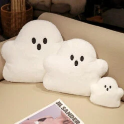 Ghost White Cloud Plush Pillow -Kawaii Store kawaiies plushies plush softtoy ghost white cloud plush pillow soft toy 704320