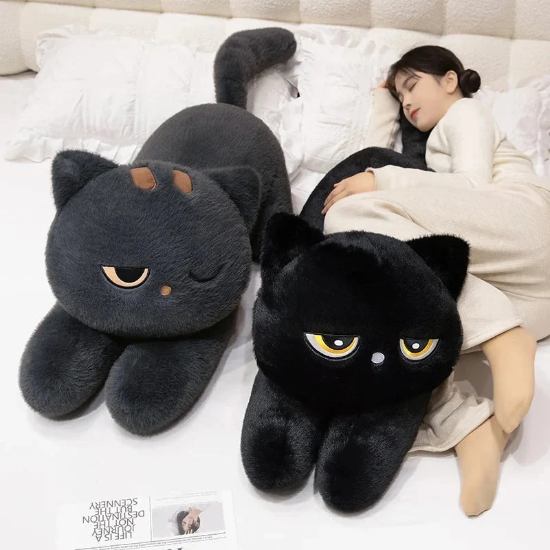 Giant Black Grey Cat Plushies 3 Giant Black Grey Cat Plushies