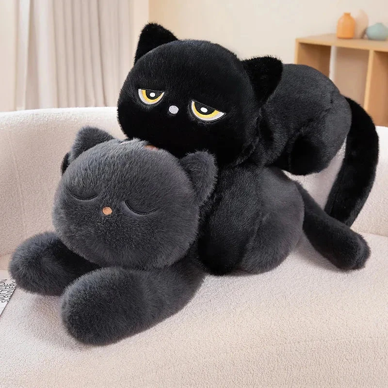 Giant Black Grey Cat Plushies 4 Giant Black Grey Cat Plushies - Image 2