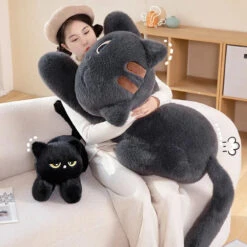 Giant Black Grey Cat Plushies 31 Giant Black Grey Cat Plushies -Kawaii Store kawaiies plushies plush softtoy giant black grey cat plushies soft toy 310896