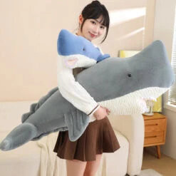 Giant Blue Gray Whale Plushies -Kawaii Store kawaiies plushies plush softtoy giant blue gray whale plushies soft toy 235501