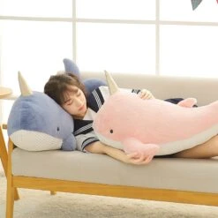 Giant Blue Pink Narwhal Plushies -Kawaii Store kawaiies plushies plush softtoy giant blue pink narwhal plushies new soft toy 374070
