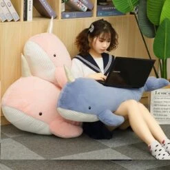 Giant Blue Pink Narwhal Plushies -Kawaii Store kawaiies plushies plush softtoy giant blue pink narwhal plushies new soft toy 806635