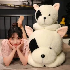 Giant Fluffy Spotty White Black Dog Plushie -Kawaii Store kawaiies plushies plush softtoy giant fluffy spotty white black dog plushie soft toy 631898