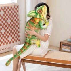 Giant Green Chameleon Plushie -Kawaii Store kawaiies plushies plush softtoy giant green chameleon plushie soft toy 922431