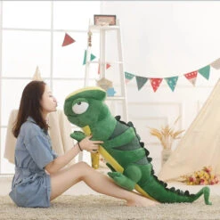 Giant Green Lizard Chameleon Plushie -Kawaii Store kawaiies plushies plush softtoy giant green lizard chameleon plushie soft toy 166468