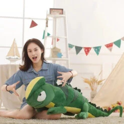 Giant Green Lizard Chameleon Plushie -Kawaii Store kawaiies plushies plush softtoy giant green lizard chameleon plushie soft toy 623490