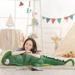 Giant Green Lizard Chameleon Plushie -Kawaii Store kawaiies plushies plush softtoy giant green lizard chameleon plushie soft toy 866812
