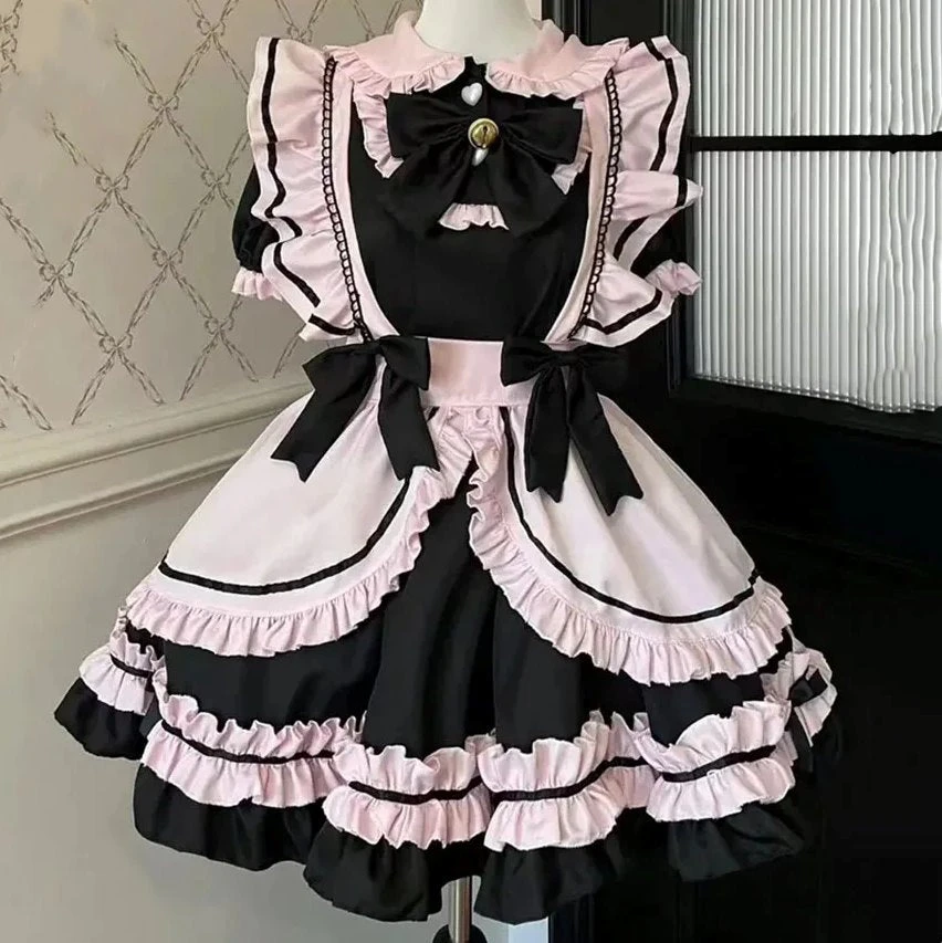 Apparel Gothic Black Pink Sweet Lolita Women's Maid Dress Bowknots 13 Apparel Gothic Black Pink Sweet Lolita Women's Maid Dress Bowknots - Image 11