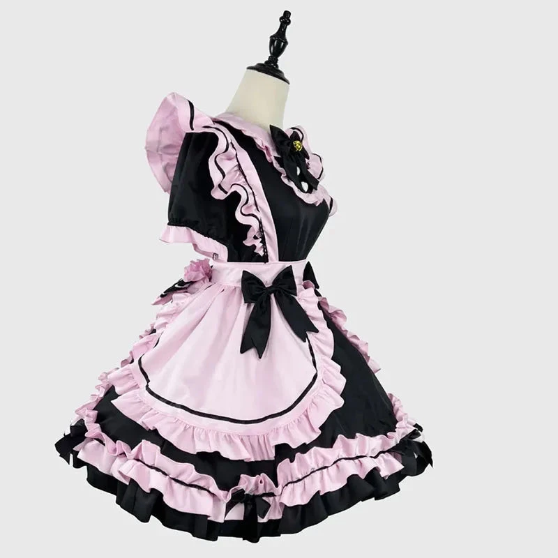 Apparel Gothic Black Pink Sweet Lolita Women's Maid Dress Bowknots 8 Apparel Gothic Black Pink Sweet Lolita Women's Maid Dress Bowknots - Image 6