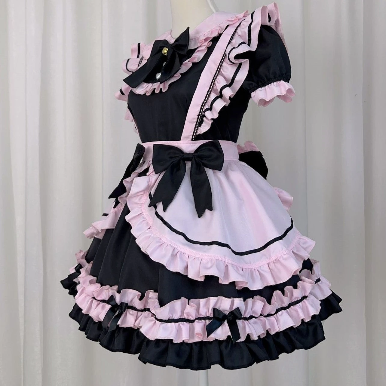 Apparel Gothic Black Pink Sweet Lolita Women's Maid Dress Bowknots 14 Apparel Gothic Black Pink Sweet Lolita Women's Maid Dress Bowknots - Image 12