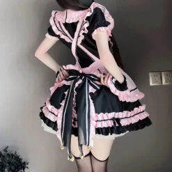 Apparel Gothic Black Pink Sweet Lolita Women's Maid Dress Bowknots 32 Apparel Gothic Black Pink Sweet Lolita Women's Maid Dress Bowknots -Kawaii Store kawaiies plushies plush softtoy gothic black pink sweet lolita womens maid dress bowknots apparel 530161
