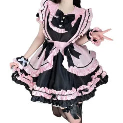 Apparel Gothic Black Pink Sweet Lolita Women's Maid Dress Bowknots 33 Apparel Gothic Black Pink Sweet Lolita Women's Maid Dress Bowknots -Kawaii Store kawaiies plushies plush softtoy gothic black pink sweet lolita womens maid dress bowknots apparel 633025