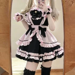 Apparel Gothic Black Pink Sweet Lolita Women's Maid Dress Bowknots 20 Apparel Gothic Black Pink Sweet Lolita Women's Maid Dress Bowknots -Kawaii Store kawaiies plushies plush softtoy gothic black pink sweet lolita womens maid dress bowknots apparel s 695052
