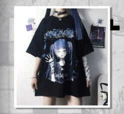 Apparel Gothic Blue Hair Emo Anime Girl Women's Tee 25 Apparel Gothic Blue Hair Emo Anime Girl Women's Tee -Kawaii Store kawaiies plushies plush softtoy gothic blue hair emo anime girl womens tee apparel 351282