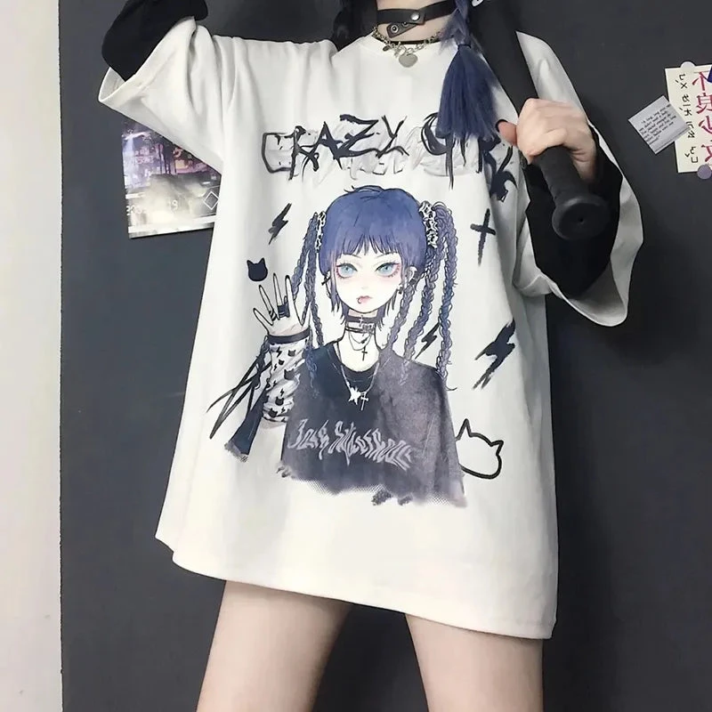 Apparel Gothic Blue Hair Emo Anime Girl Women's Tee 6 Apparel Gothic Blue Hair Emo Anime Girl Women's Tee - Image 4
