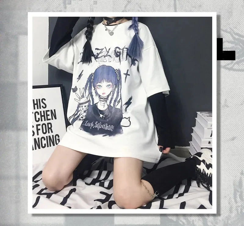 Apparel Gothic Blue Hair Emo Anime Girl Women's Tee 10 Apparel Gothic Blue Hair Emo Anime Girl Women's Tee - Image 8