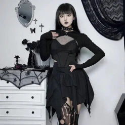 Apparel Gothic Witch Punk Irregular Black Skirt