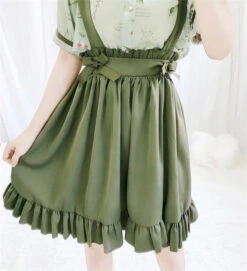 Apparel Green Japanese Lolita Cosplay Kawaii Pleated Vintage Long Skirt -Kawaii Store kawaiies plushies plush softtoy green japanese lolita cosplay kawaii pleated vintage long skirt apparel 180591